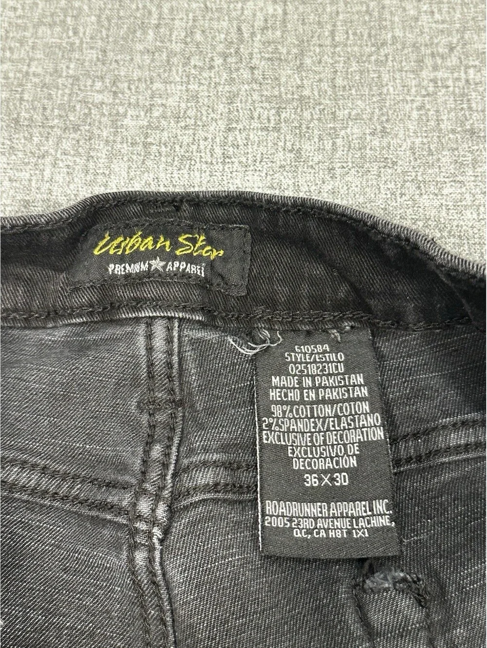 Urban Star Premium Black Jeans Men’s 34X28.5 Straight Slim Fit Stretch Denim